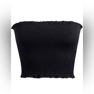 H & M Tube Top - Smocked Tube Top - Black Strapless Tube Top - Size Large